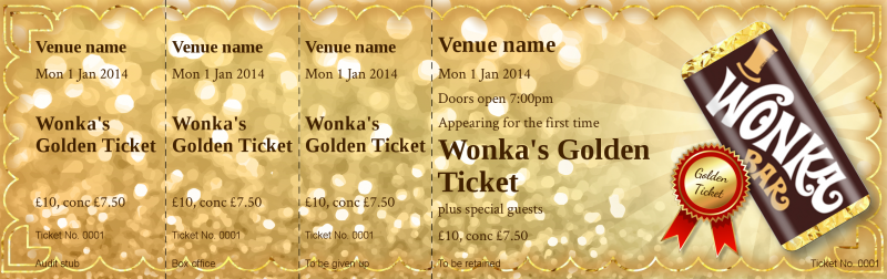 Design Willy Wonkas Golden Event Tickets Template
