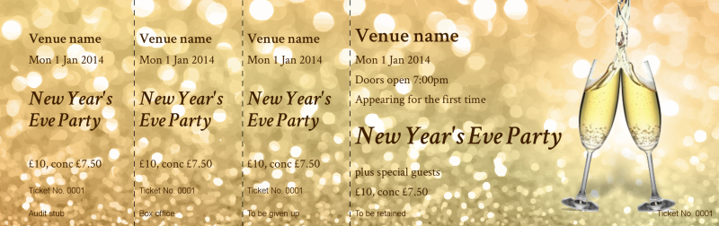 Design Gold Champagne Party Event Tickets Template