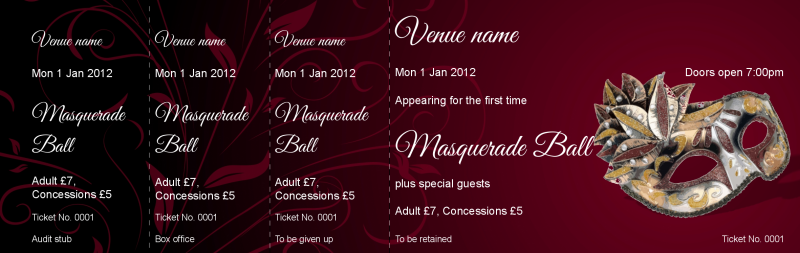 Design Masquerade Ball Event Tickets Template