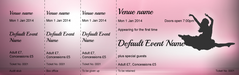 Ticket Design Ballet Event Tickets Template Performance Ticket Printers