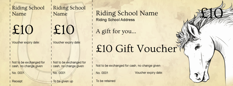 Voucher design Horse Riding School Gift Vouchers Template