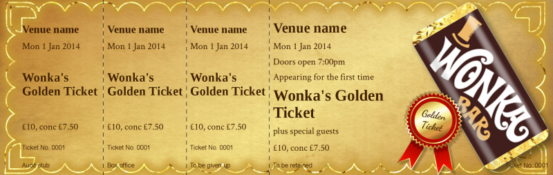 Design Wonkas Golden Ticket Event Tickets Template
