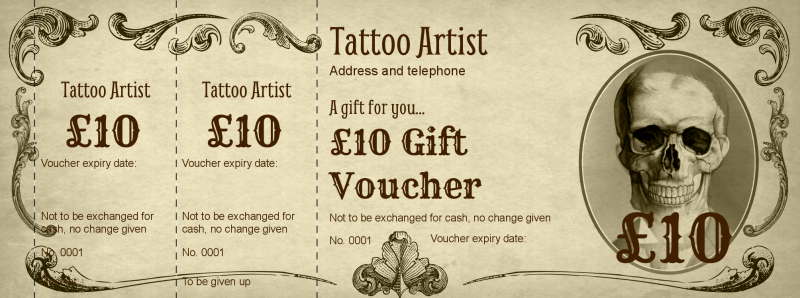 Design Tattoo and Body Piercing Gift Vouchers Template