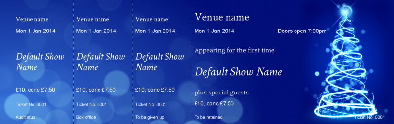 Design Blue Christmas Tree Event Tickets Template
