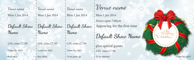 Design Christmas Wreath Silver Event Tickets Template