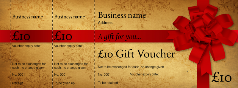 Design Red Satin Bow Gift Vouchers Template