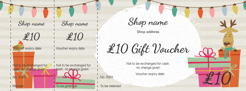 Design Reindeer Gift Vouchers Template