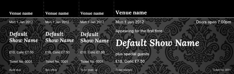 Design Black Formal Event Tickets Template