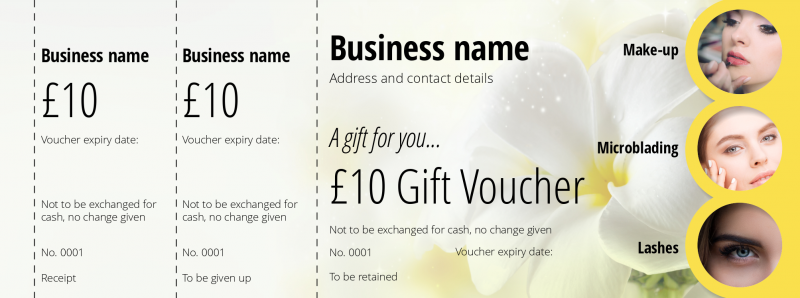 Design Makeup, Microblading, Lashes Gift Vouchers Template