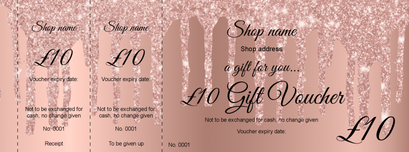 Design Rose Gold Drips Gift Vouchers Template