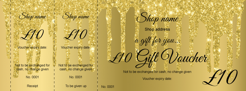 Design Gold Glitter Drips Gift Vouchers Template