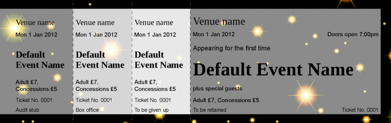 Design Stars Black Event Tickets Template