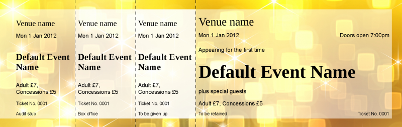 Design Gold Party Event Tickets Template