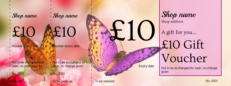 Design Butterflies Gift Vouchers Template