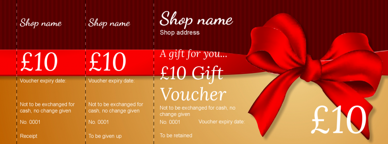 Design Red Bow Gift Vouchers Template