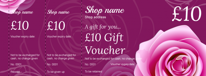 Design Mauve Roses Gift Vouchers Template