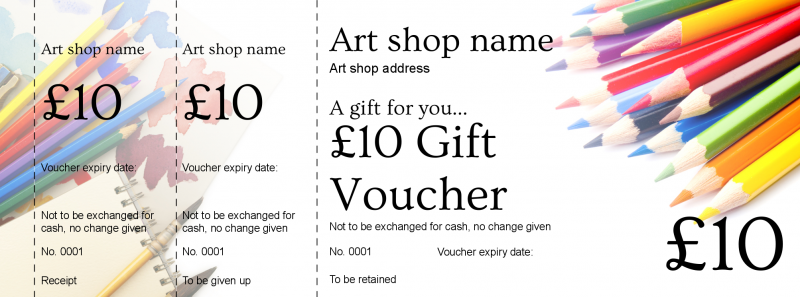Design Art Supplies Gift Vouchers Template