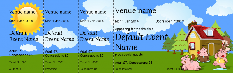 Design Three Little Pigs Event Tickets Template