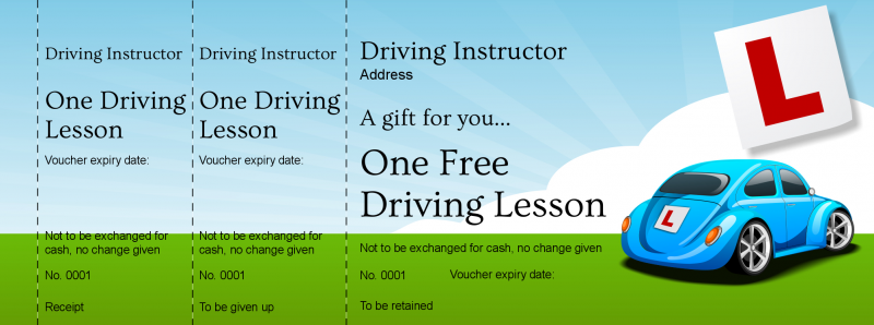 Ticket Design Driving Instructor Gift Vouchers Template Performance 