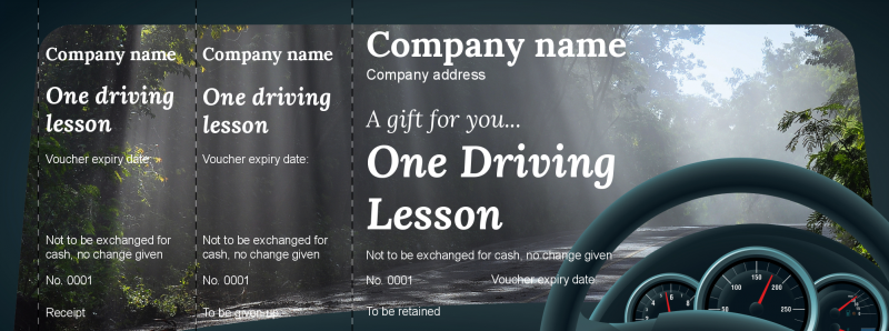 Design Driving Lessons Gift Vouchers Template