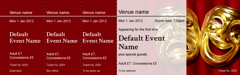 Design Dramatic Masks Event Tickets Template