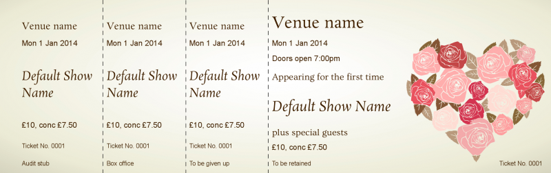 Design Rose Heart Event Tickets Template