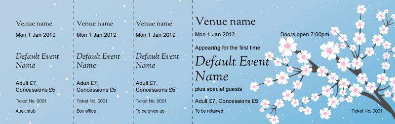 Design White Blossom Event Tickets Template
