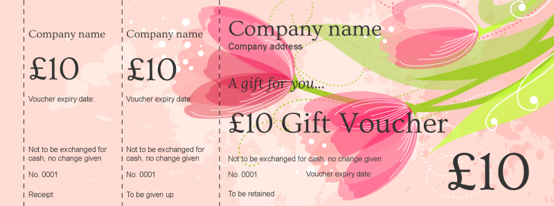 Design Pink Pastel Flowers Gift Vouchers Template