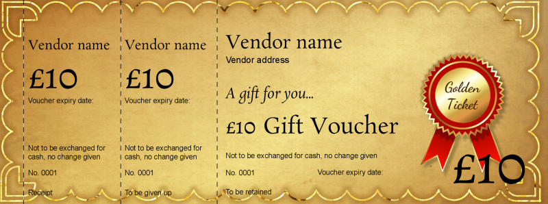 Design Golden Ticket Gift Vouchers Template