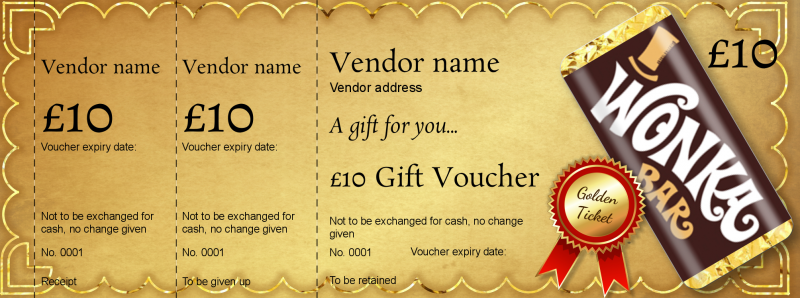 Design Willy Wonka Golden Gift Vouchers Template