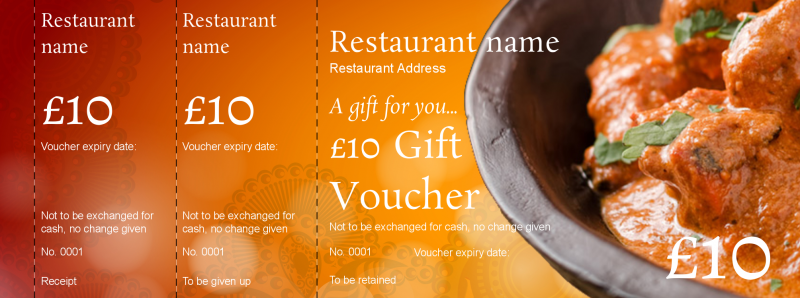 Design Indian Restaurant Gift Vouchers Template