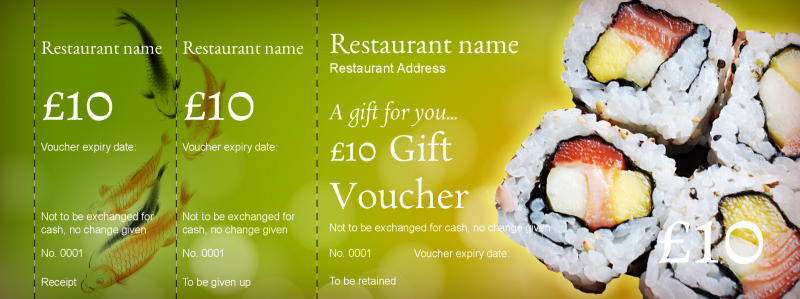 Design Sushi Restaurant Gift Vouchers Template