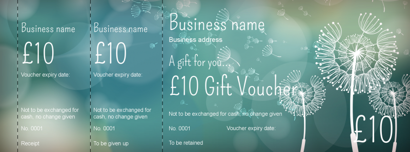 Design Dandelion Gift Vouchers Template