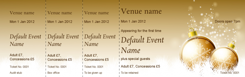 Design Golden Christmas Event Tickets Template